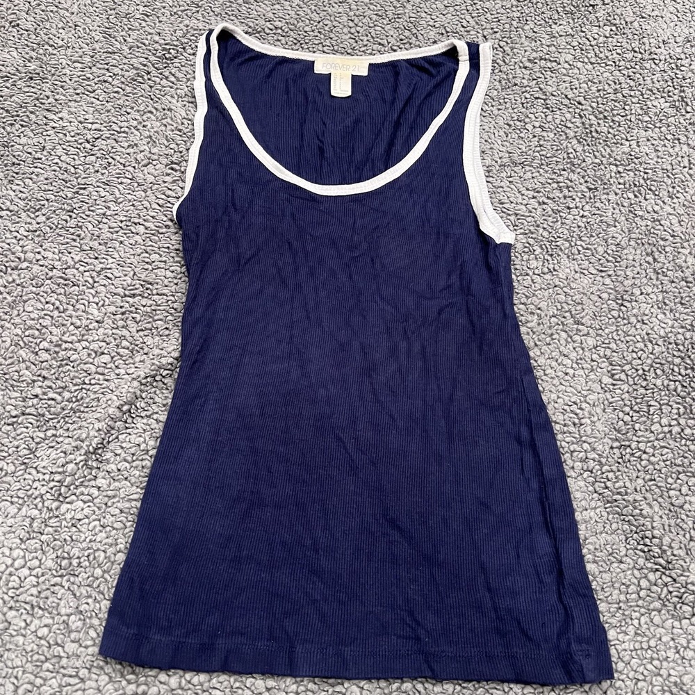 Forever 21‎ Tank Top Womens Small Blue Athletic Fitness Casual Minimal Lounge